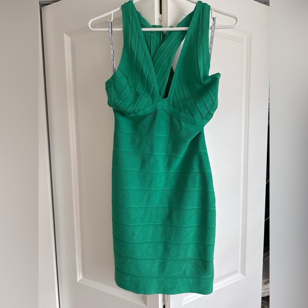 Herve Leger Vibrant Green Mini Dress